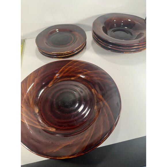 Sakura Port of Call Tortoise Shell Rim Soup Bowls (4) Salad plates (4) and Dinne - Picture 1 of 8